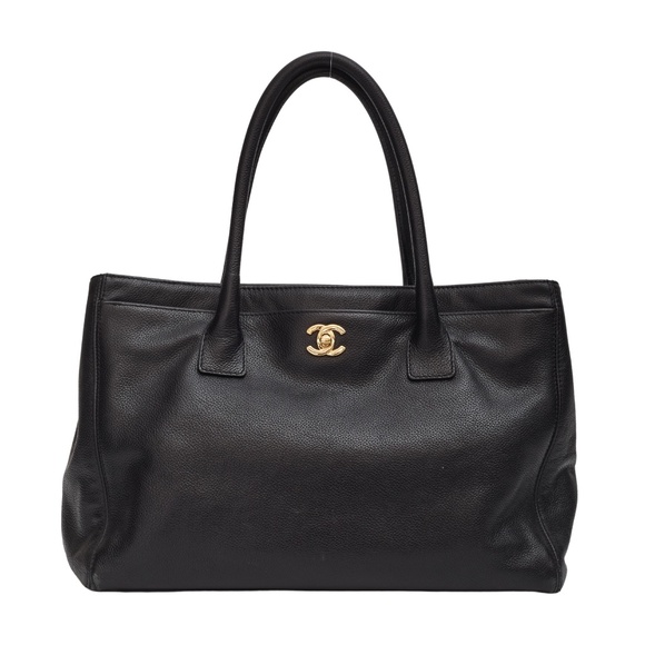 CHANEL BLACK CAVIAR LEATHER CERF EXECUTIVE TOTE BAG 2002 - Picture 1 of 11